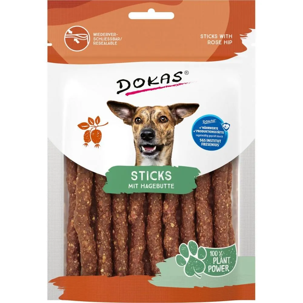 Dokas Stænger med hyben 105 g - vegetabilske hundesnacks